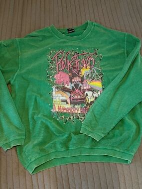 Pink Floyd Graphic Corduroy Crewneck Sweater - Green